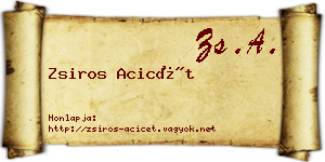 Zsiros Acicét névjegykártya